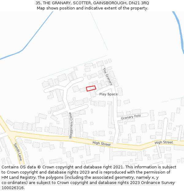 35, THE GRANARY, SCOTTER, GAINSBOROUGH, DN21 3RQ: Location map and indicative extent of plot