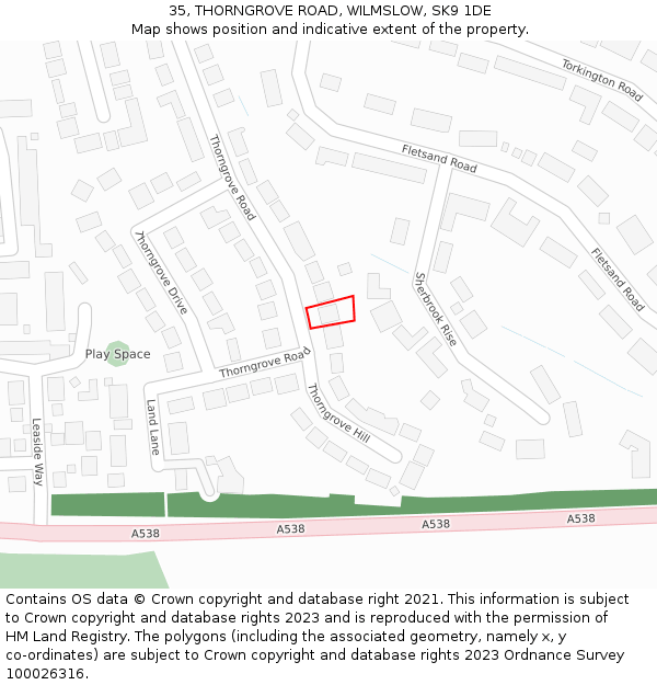 35, THORNGROVE ROAD, WILMSLOW, SK9 1DE: Location map and indicative extent of plot