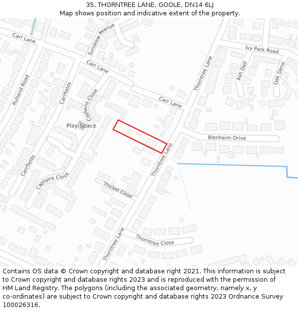 35, THORNTREE LANE, GOOLE, DN14 6LJ: Location map and indicative extent of plot