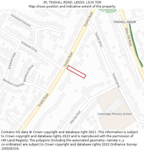 35, TINSHILL ROAD, LEEDS, LS16 7DR: Location map and indicative extent of plot