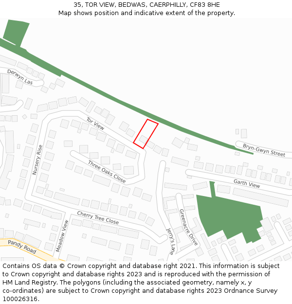35, TOR VIEW, BEDWAS, CAERPHILLY, CF83 8HE: Location map and indicative extent of plot