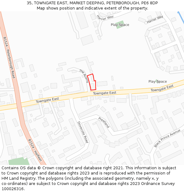 35, TOWNGATE EAST, MARKET DEEPING, PETERBOROUGH, PE6 8DP: Location map and indicative extent of plot