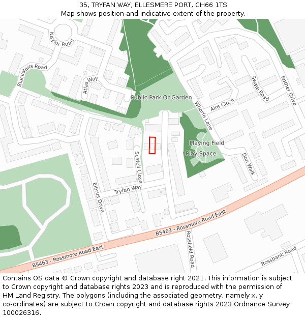 35, TRYFAN WAY, ELLESMERE PORT, CH66 1TS: Location map and indicative extent of plot