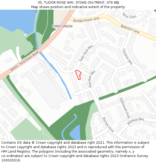 35, TUDOR ROSE WAY, STOKE-ON-TRENT, ST6 8BJ: Location map and indicative extent of plot