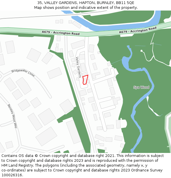 35, VALLEY GARDENS, HAPTON, BURNLEY, BB11 5QE: Location map and indicative extent of plot