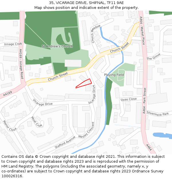 35, VICARAGE DRIVE, SHIFNAL, TF11 9AE: Location map and indicative extent of plot
