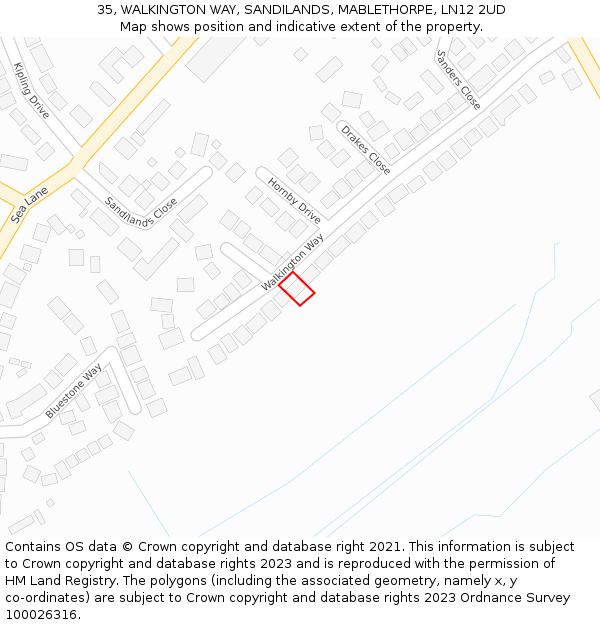 35, WALKINGTON WAY, SANDILANDS, MABLETHORPE, LN12 2UD: Location map and indicative extent of plot