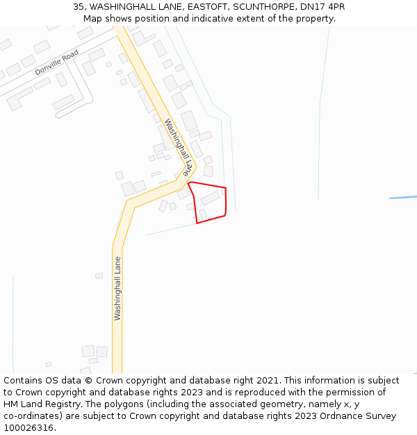 35, WASHINGHALL LANE, EASTOFT, SCUNTHORPE, DN17 4PR: Location map and indicative extent of plot