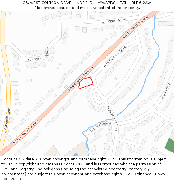 35, WEST COMMON DRIVE, LINDFIELD, HAYWARDS HEATH, RH16 2AW: Location map and indicative extent of plot