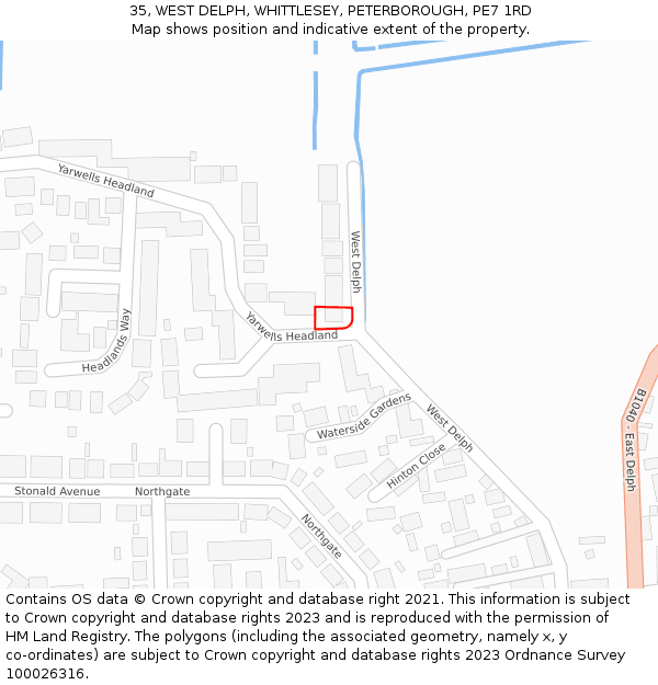 35, WEST DELPH, WHITTLESEY, PETERBOROUGH, PE7 1RD: Location map and indicative extent of plot