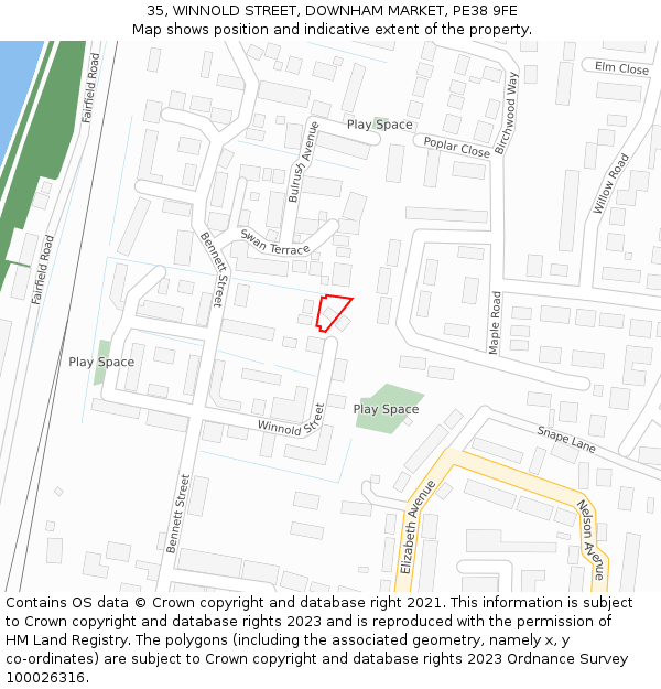 35, WINNOLD STREET, DOWNHAM MARKET, PE38 9FE: Location map and indicative extent of plot