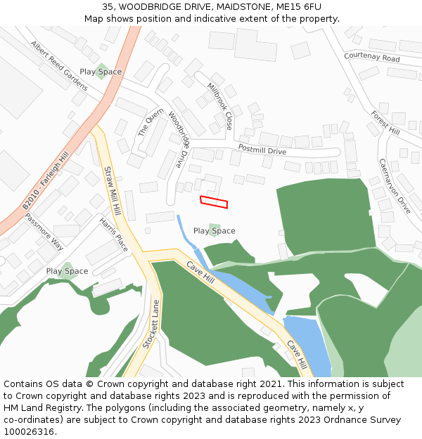 35, WOODBRIDGE DRIVE, MAIDSTONE, ME15 6FU: Location map and indicative extent of plot