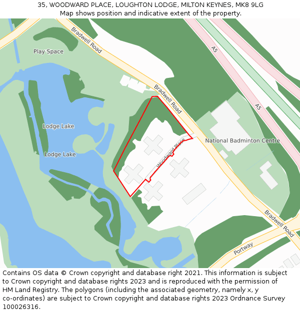 35, WOODWARD PLACE, LOUGHTON LODGE, MILTON KEYNES, MK8 9LG: Location map and indicative extent of plot