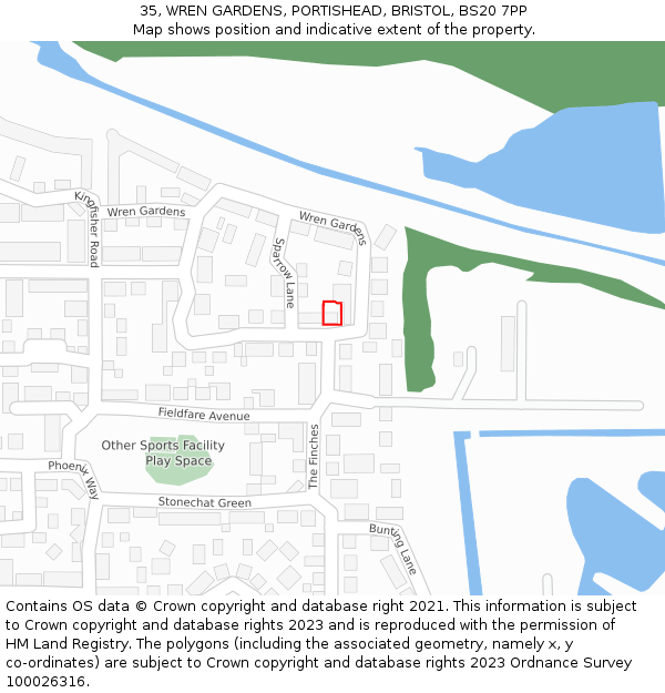 35, WREN GARDENS, PORTISHEAD, BRISTOL, BS20 7PP: Location map and indicative extent of plot