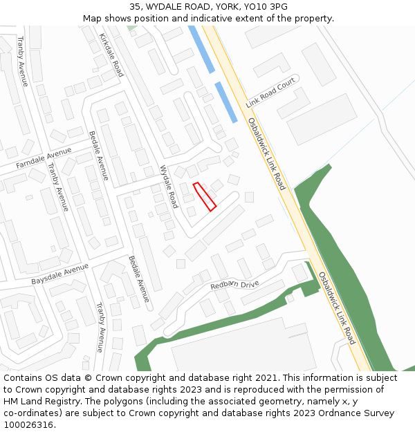 35, WYDALE ROAD, YORK, YO10 3PG: Location map and indicative extent of plot