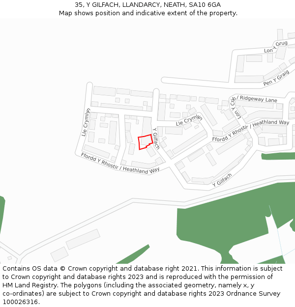 35, Y GILFACH, LLANDARCY, NEATH, SA10 6GA: Location map and indicative extent of plot