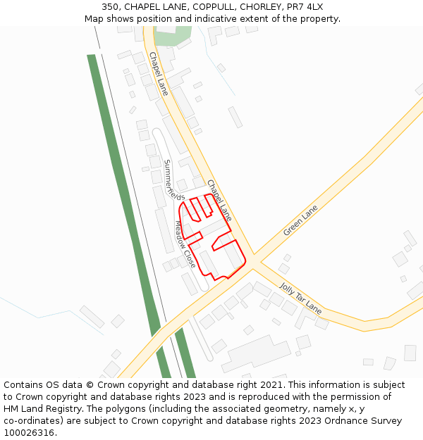 350, CHAPEL LANE, COPPULL, CHORLEY, PR7 4LX: Location map and indicative extent of plot