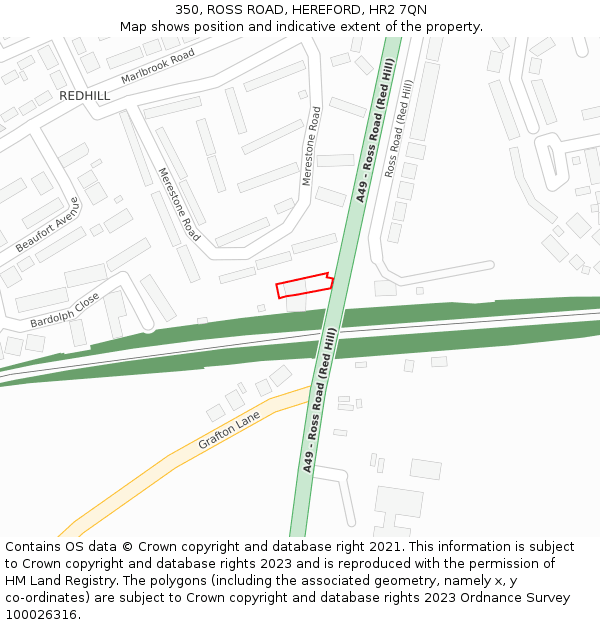 350, ROSS ROAD, HEREFORD, HR2 7QN: Location map and indicative extent of plot