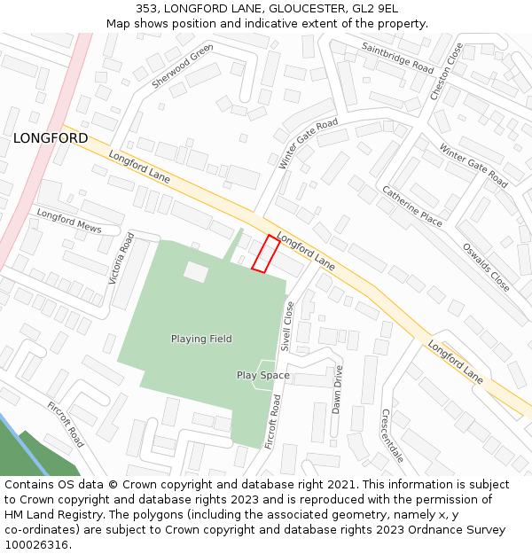 353, LONGFORD LANE, GLOUCESTER, GL2 9EL: Location map and indicative extent of plot