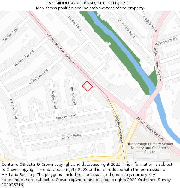353, MIDDLEWOOD ROAD, SHEFFIELD, S6 1TH: Location map and indicative extent of plot