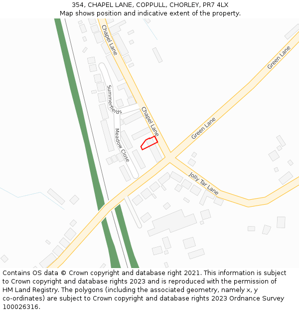 354, CHAPEL LANE, COPPULL, CHORLEY, PR7 4LX: Location map and indicative extent of plot