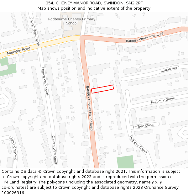 354, CHENEY MANOR ROAD, SWINDON, SN2 2PF: Location map and indicative extent of plot