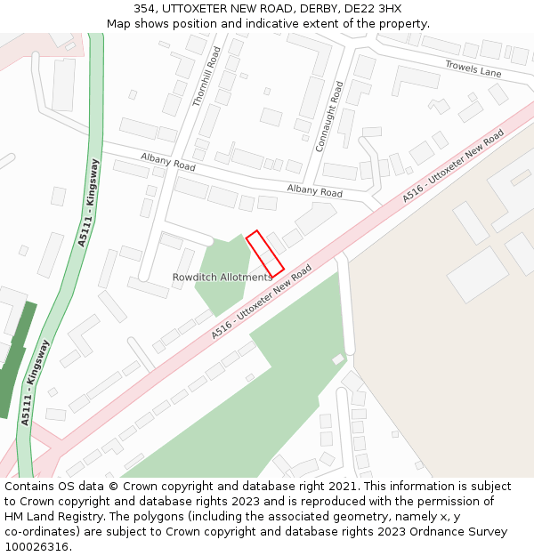 354, UTTOXETER NEW ROAD, DERBY, DE22 3HX: Location map and indicative extent of plot