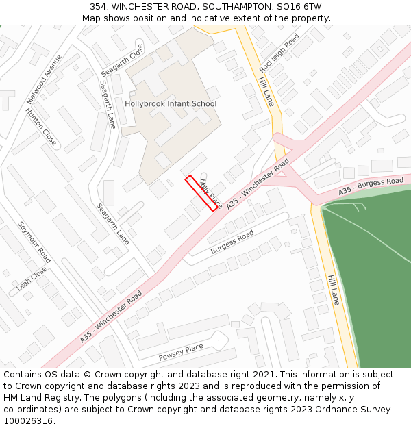 354, WINCHESTER ROAD, SOUTHAMPTON, SO16 6TW: Location map and indicative extent of plot