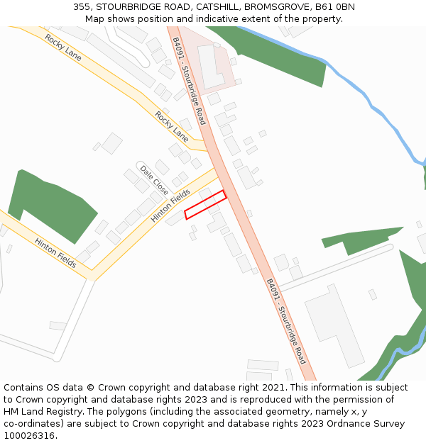 355, STOURBRIDGE ROAD, CATSHILL, BROMSGROVE, B61 0BN: Location map and indicative extent of plot