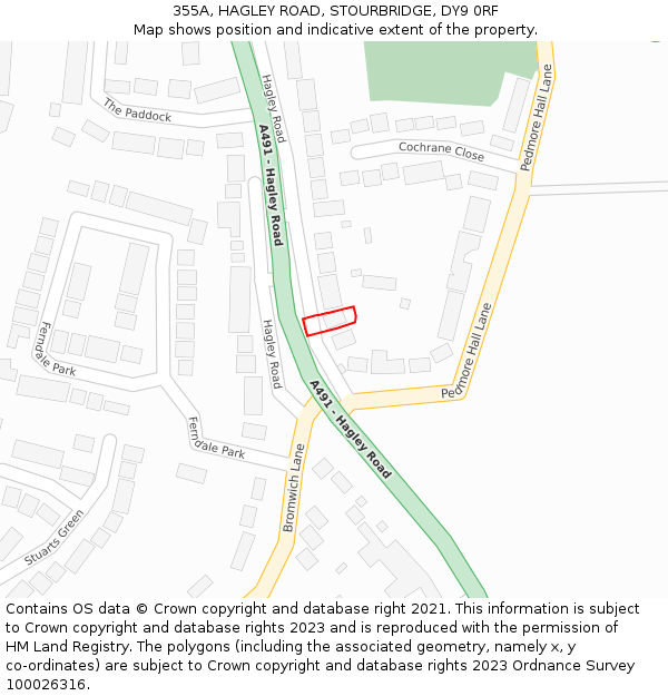 355A, HAGLEY ROAD, STOURBRIDGE, DY9 0RF: Location map and indicative extent of plot