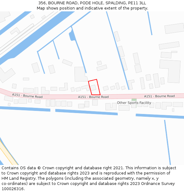 356, BOURNE ROAD, PODE HOLE, SPALDING, PE11 3LL: Location map and indicative extent of plot