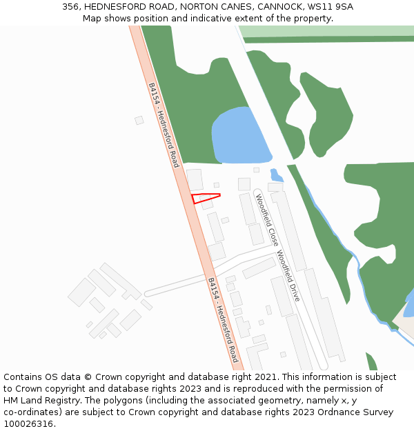 356, HEDNESFORD ROAD, NORTON CANES, CANNOCK, WS11 9SA: Location map and indicative extent of plot