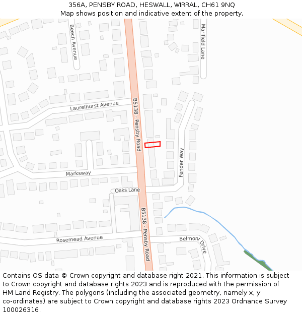 356A, PENSBY ROAD, HESWALL, WIRRAL, CH61 9NQ: Location map and indicative extent of plot