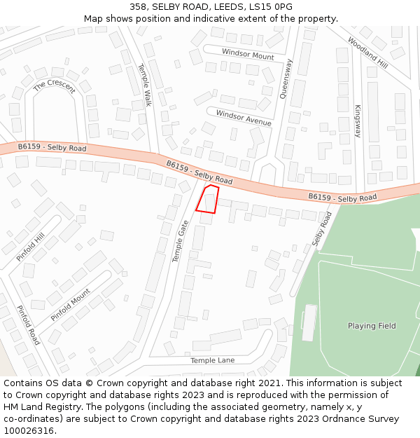 358, SELBY ROAD, LEEDS, LS15 0PG: Location map and indicative extent of plot