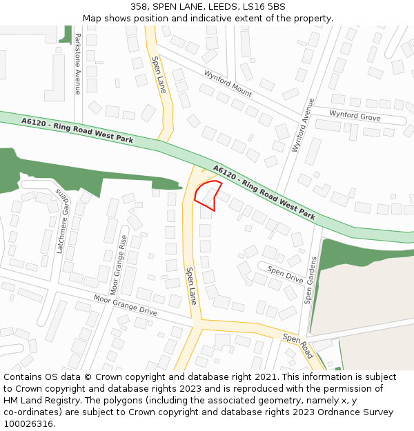 358, SPEN LANE, LEEDS, LS16 5BS: Location map and indicative extent of plot