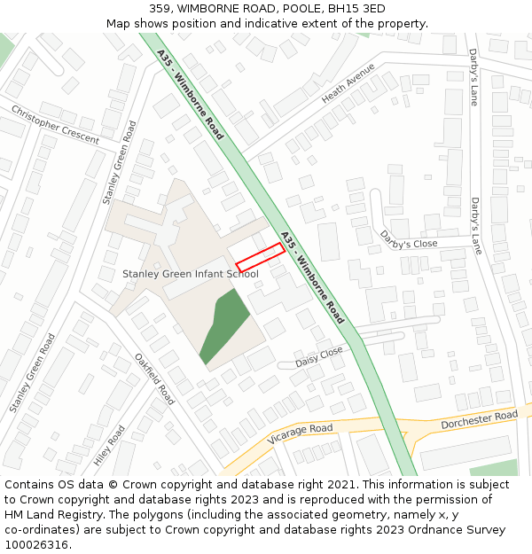 359, WIMBORNE ROAD, POOLE, BH15 3ED: Location map and indicative extent of plot