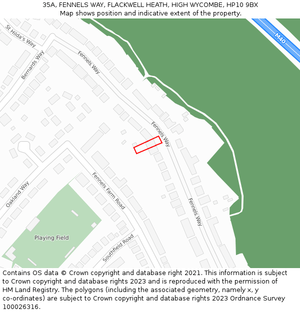 35A, FENNELS WAY, FLACKWELL HEATH, HIGH WYCOMBE, HP10 9BX: Location map and indicative extent of plot