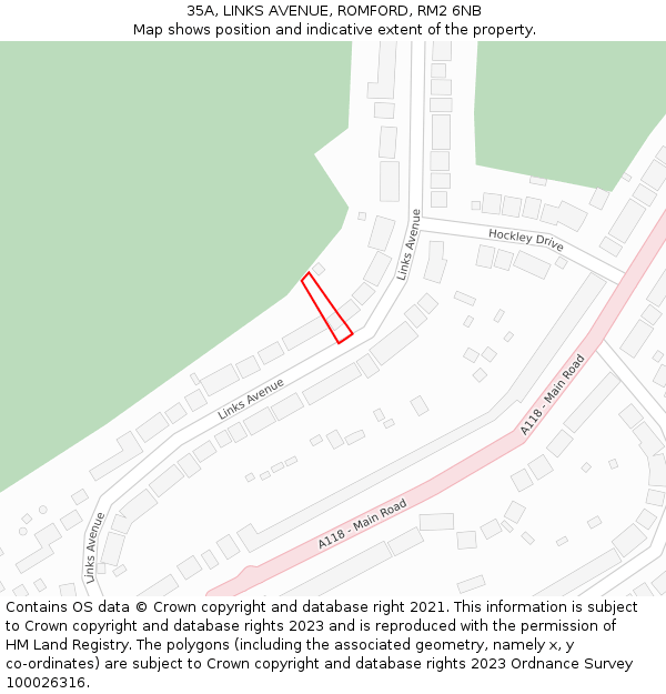 35A, LINKS AVENUE, ROMFORD, RM2 6NB: Location map and indicative extent of plot