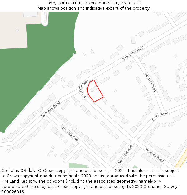 35A, TORTON HILL ROAD, ARUNDEL, BN18 9HF: Location map and indicative extent of plot