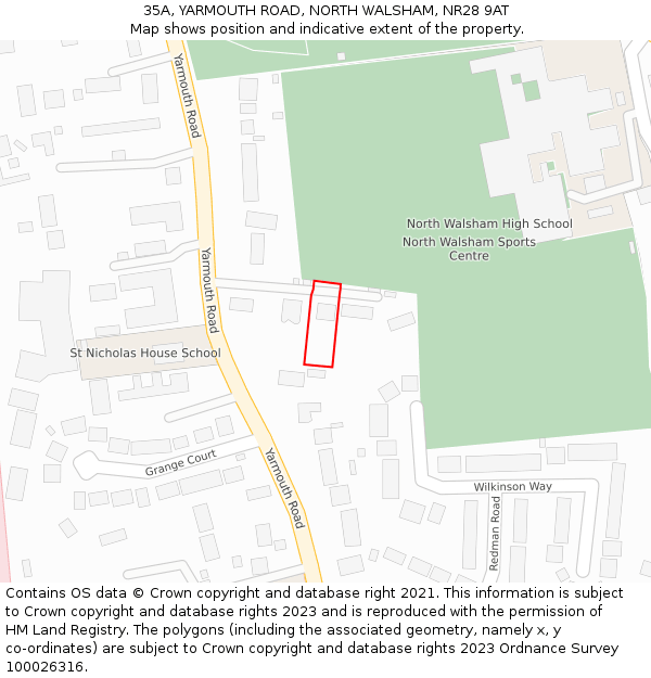 35A, YARMOUTH ROAD, NORTH WALSHAM, NR28 9AT: Location map and indicative extent of plot