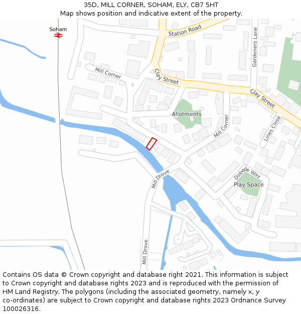 35D, MILL CORNER, SOHAM, ELY, CB7 5HT: Location map and indicative extent of plot