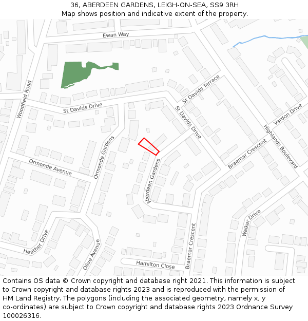 36, ABERDEEN GARDENS, LEIGH-ON-SEA, SS9 3RH: Location map and indicative extent of plot