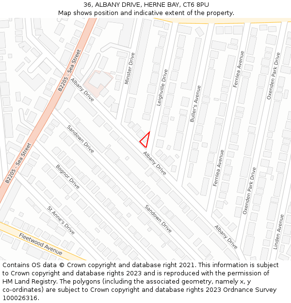 36, ALBANY DRIVE, HERNE BAY, CT6 8PU: Location map and indicative extent of plot