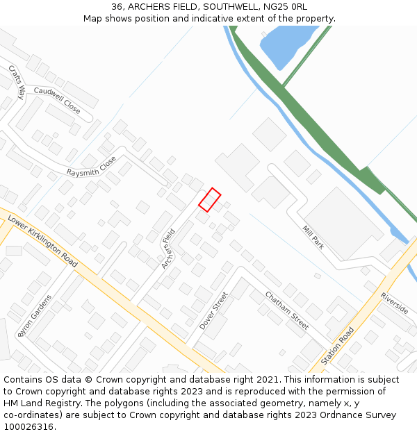 36, ARCHERS FIELD, SOUTHWELL, NG25 0RL: Location map and indicative extent of plot