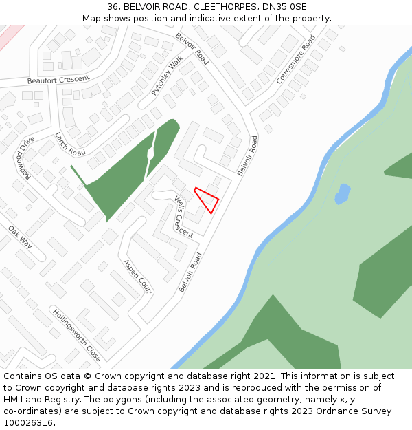 36, BELVOIR ROAD, CLEETHORPES, DN35 0SE: Location map and indicative extent of plot