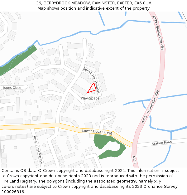 36, BERRYBROOK MEADOW, EXMINSTER, EXETER, EX6 8UA: Location map and indicative extent of plot