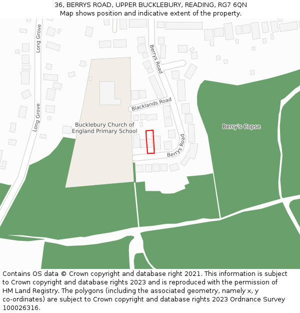 36, BERRYS ROAD, UPPER BUCKLEBURY, READING, RG7 6QN: Location map and indicative extent of plot