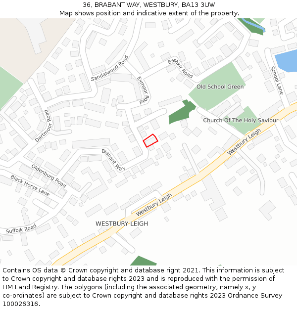 36, BRABANT WAY, WESTBURY, BA13 3UW: Location map and indicative extent of plot