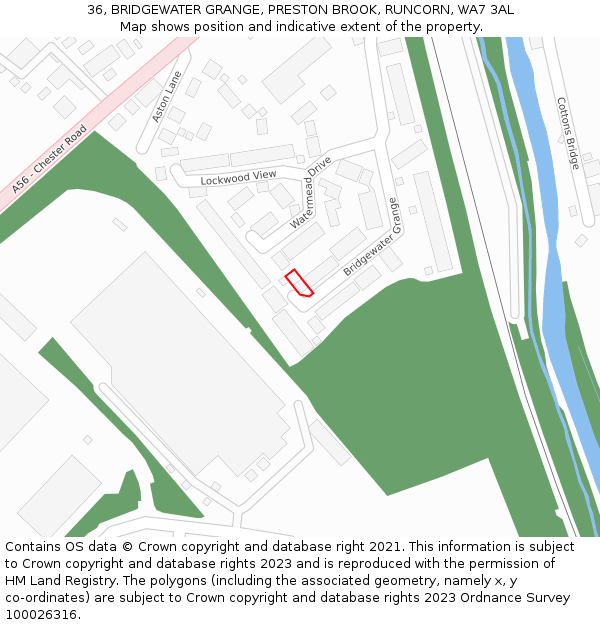 36, BRIDGEWATER GRANGE, PRESTON BROOK, RUNCORN, WA7 3AL: Location map and indicative extent of plot