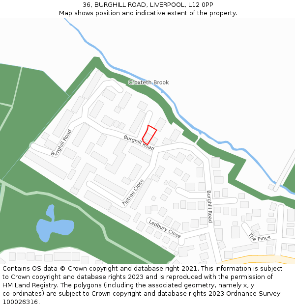 36, BURGHILL ROAD, LIVERPOOL, L12 0PP: Location map and indicative extent of plot